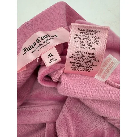 Juicy Couture Rhinestone Logo Pink Velour Lounge Shorts XL Y2K Revive - Picture 12 of 13